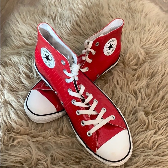 Red Converse Chuck Taylor All Star High Tops - Picture 1 of 7